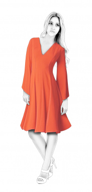 S4030 Dress With Bell Sleeves