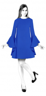 S4017 Swing Dress With Sleeves With Flounces
