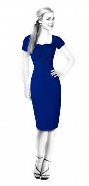 S4105 Sheath Dress With Waistband And Pleated Sleeves