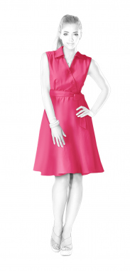S4042 Dress With Wrap, Stand Collar And Flared Skirt