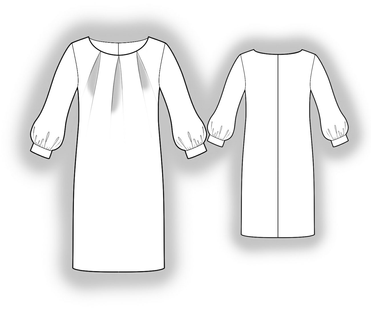 Эскиз платья прямого силуэта