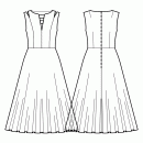 Dress-Fitted-Ankle length-Creative dresses with set-in sleeves-1/3 circle skirt-Insets-Kaya-Back shoulder and waist dart-No sleeves