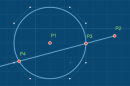intercept (center,radius,point,angle,side)