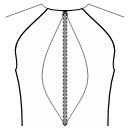 Robe Patrons de couture - Découpes princesses de dos: centre d&#039;encolure / centre de la taille