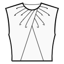 Kleid Schnittmuster - Vorderteil: umgekehrter Wickel und Raffung am Ausschnitt