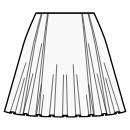 スカート 縫製パターン - 2プリーツの1/3サークル6パネルスカート