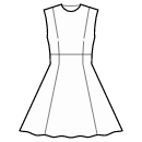 Vestido Patrones de costura - Costura de cintura alta, falda 1/2 círculo ajustada con paneles