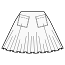 Vestido Patrones de costura - Falda de 1/2 círculo con bolsillos de parche
