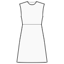 ドレス 縫製パターン - ハイウエストシーム、トラペーズスカート