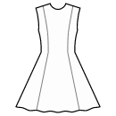 ドレス 縫製パターン - ウエストシームなし、半円パネルスカート