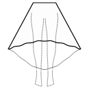 短裙 缝纫花样 - 高低1/2圆裙（脚踝）