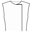 ドレス 縫製パターン - ストレートコーナーのラップ効果のある標準ネックライン