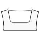 Wide square neckline with rounded corners