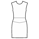 ドレス 縫製パターン - 幾何学的なヨークが付いたストレートスカート