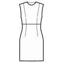 ドレス 縫製パターン - ハイウエストシーム、ストレートスカート