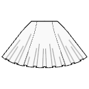 All dart points + high waist seam 縫製パターン - サークル6パネルスカート