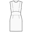 Kleid Schnittmuster - Kleid mit gebogenem Einsatz an hoher Taille