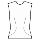 ドレス 縫製パターン - 丸みを帯びたダーツ、中央にオフセット