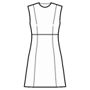 ドレス 縫製パターン - ハイウエストシーム、6パネルスカート
