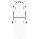 ドレス 縫製パターン - ラグランスリーブとウエストシームのドレス