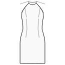 ドレス 縫製パターン - ウエストシームのないラグランスリーブのドレス