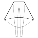 连衣裙 缝纫花样 - 高低1/2圆裙（7/8长度）