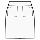 Vestido Patrones de costura - Falda recta con bolsillos de parche