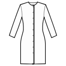 ドレス 縫製パターン - 折り返しの前立てでネックラインから裾までのクロージャー