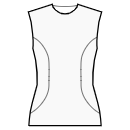 ドレス 縫製パターン - プリンセスシーム：アームホールからヒップの側面まで