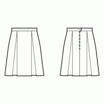 Skirt-Knee length-A-line skirt with box pleats-Waistband with back button