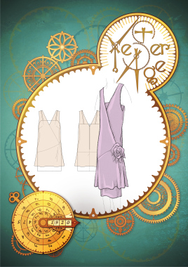 Y1920004 1920'S Wrap Dress With Flounces With Chemise