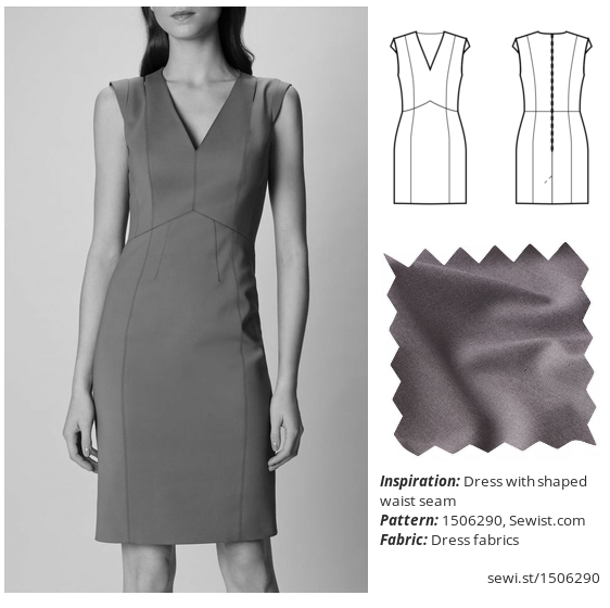 Dress with shaped waist seam Women Clothing Dress Sewing Pattern