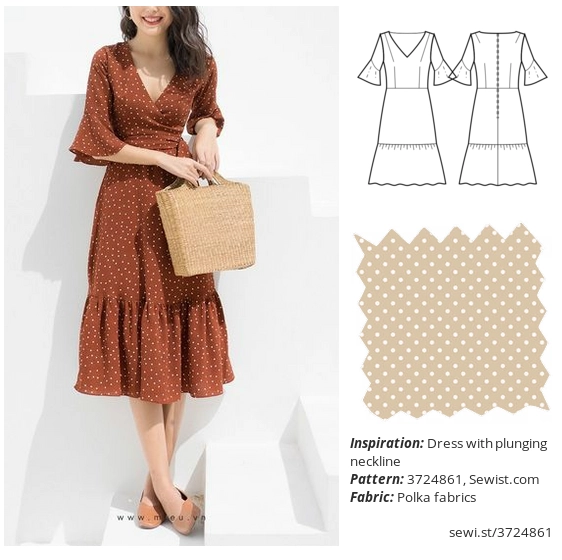 Dress with plunging neckline Women Clothing Dress Sewing Pattern