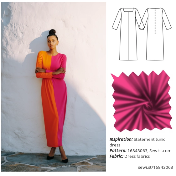 long sleeve tunic dress pattern Long Sleeve Dress Sewing Pattern: Tunic T-shirt Style (PDF)