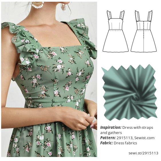 Dress with straps and gathers Women Clothing Dress Sewing Pattern